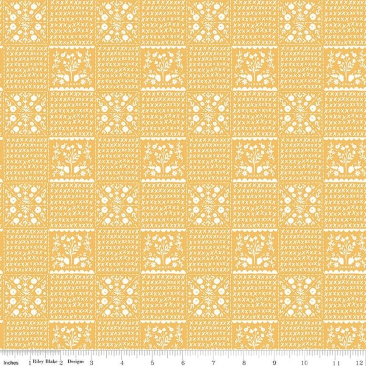 Vintage Squares in Gold (c16343-gold) | Happy Fall Days | Kelsey Carlson | Riley Blake